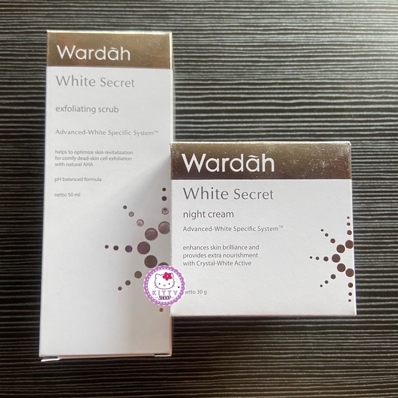 Wardah White Secret Night Cream 30g/ Exfoliating Scrub 50ml