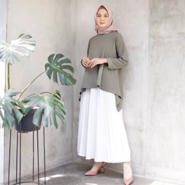 Rok plisket putih / rok panjang putih / Rok Prisket pilated
