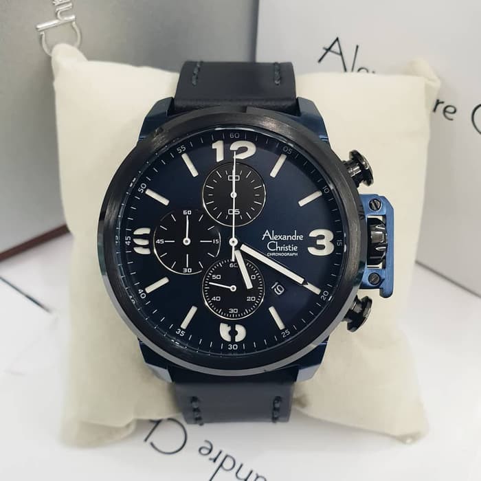 jam tangan pria alexander cristie original ac6280 black and blue
