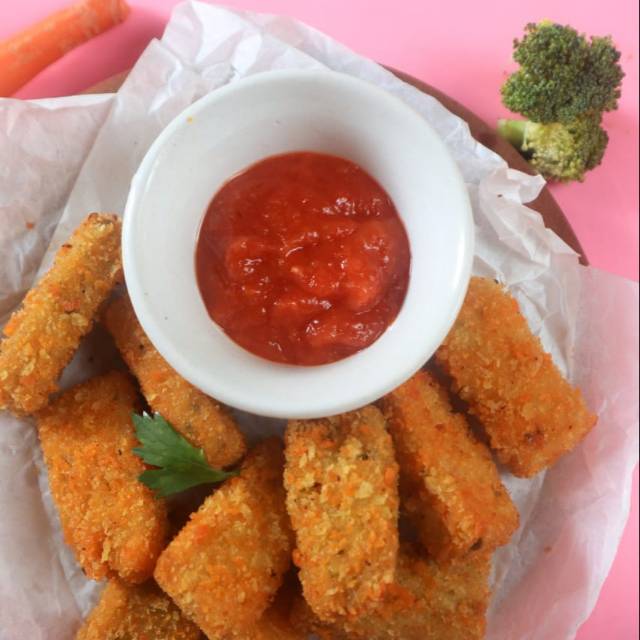 

Itsy bitsy chicken nugget dengan keju dan sayuran