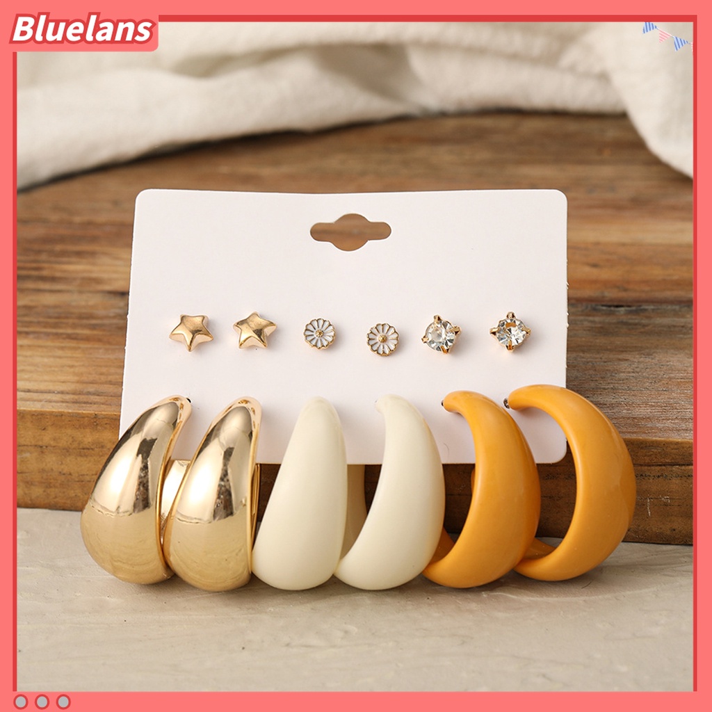 1 Set Anting Hoop Bentuk C Geometris Bahan Akrilik Untuk Harian