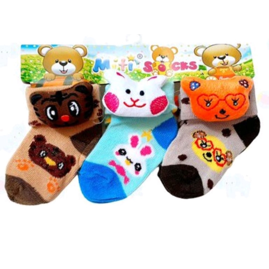 Kaos Kaki Bayi Boneka  (laki-laki,Katun Sapandex,Isi 3 pasang,usia 0 6 bulan,1 tahun)