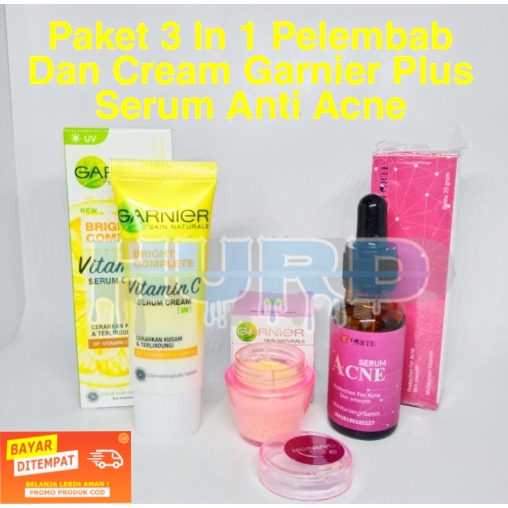 Hurd Store Paket 3 in 1 Pelembab Garnier dan Cream Garnier Plus Serum Anti Acne