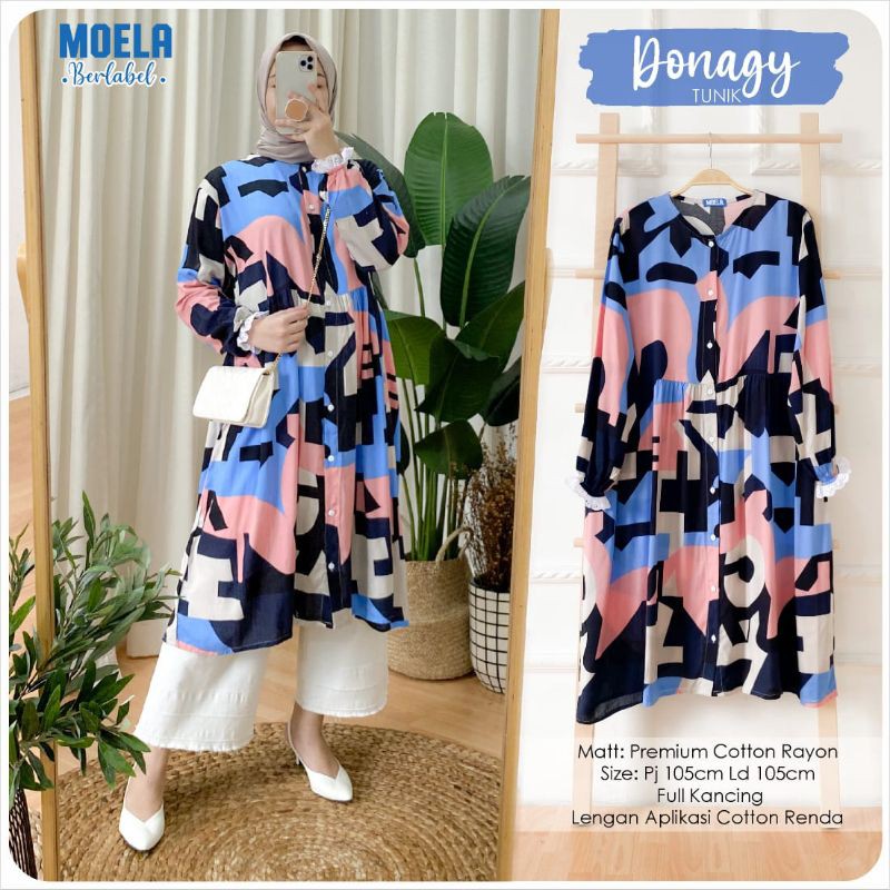 Atasan Wanita Tunik Donagy Tunik Cotton Rayon Busui LD 105 Ori by Moela Berlabel