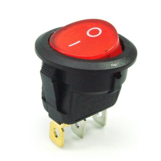 Saklar Switch Bulat 3 Pin On Off + Lampu / Rocker Switch Pin Sedang