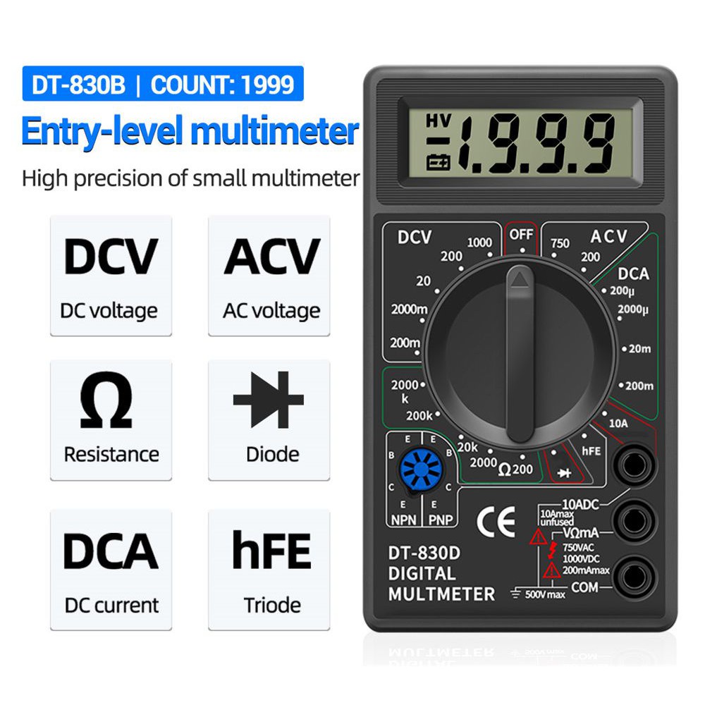 MULTITESTER MULTIMETER TESTER TEKNISI AVO METER DIGITAL DT830B MASDA