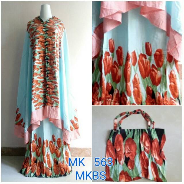 Mukena Bali rampel jumbo soft blue
