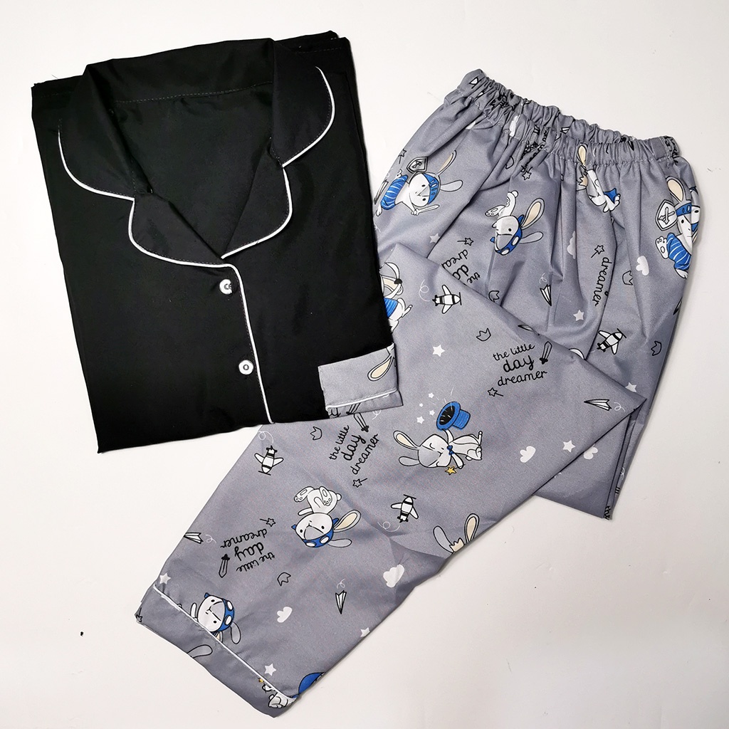 Baju Tidur Piyama Wanita Dewasa Setelan CP Motif Trendy-CPL PIRATE BLACK COM
