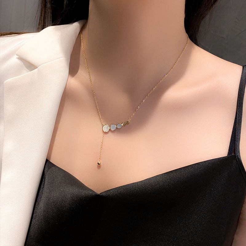 Kalung Titanium Wanita Model Korea Terlaris - Kalung Model Bulat Panjang Titanium