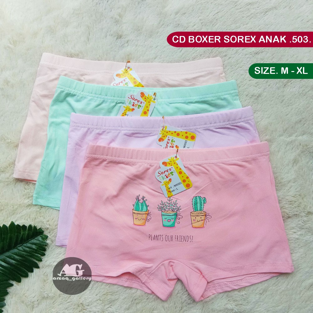 3 PC - Boxer Sorex Kids MA 503 /502 | Celana Dalam Anak Perempuan Boxer Motif Sweetie Cat