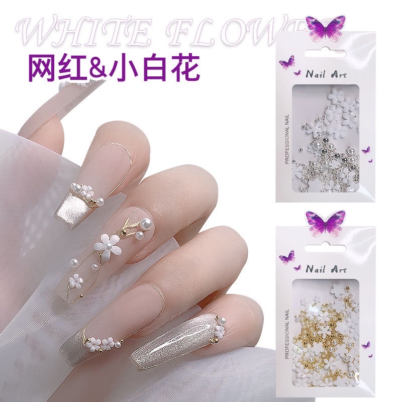 Hiasan Nail Art Kuku Bunga Dan Pearl / Nail Art Flower &amp; Pearl / Aksesoris Nail Art