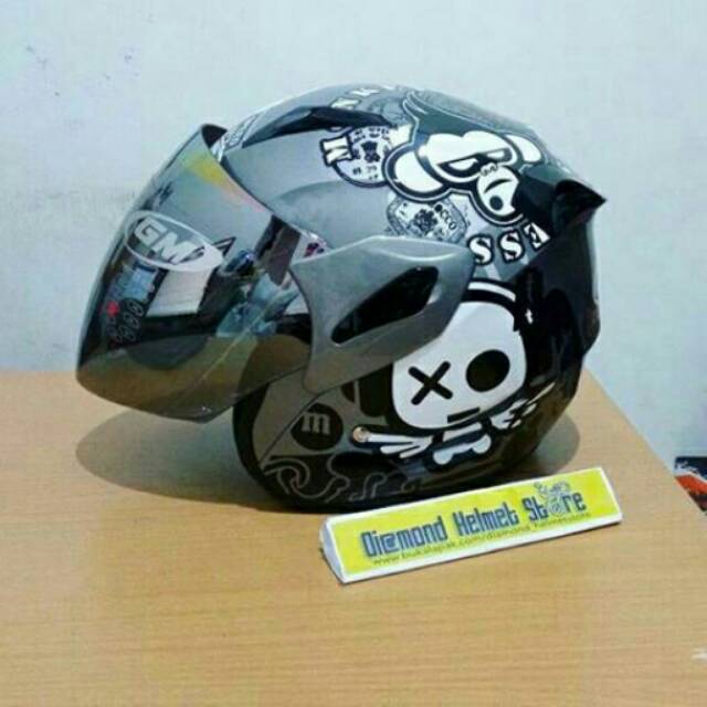 Helm GM Fighter Speak Up Bikerz Demon Mighty Grey murah berkualitas