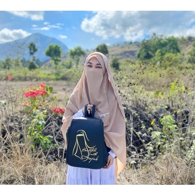 [ VANISA ] Tas Ransel Wanita Backpack Stylish Multifungsi Tema Beautiful With Heejab Be Syar'i Muslimah Is Like A Pearl-3