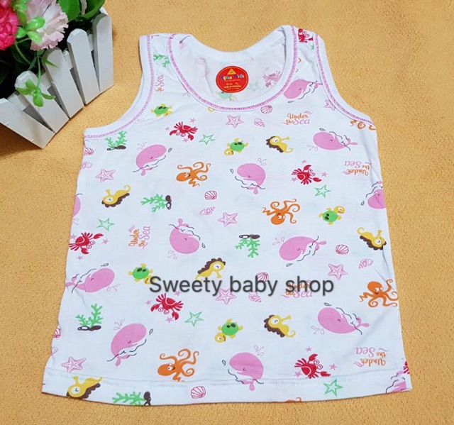 Singlet bayi 3-18m isi 3pcs cewek cowok 2 motif katun full print / kaos kutang anak/baju santai