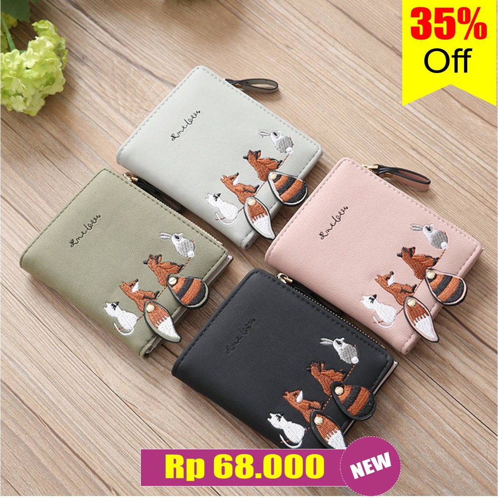 Jull1 2019 A1 Promo Dompet Wanita Lucu Elegan Bahan Taiga 