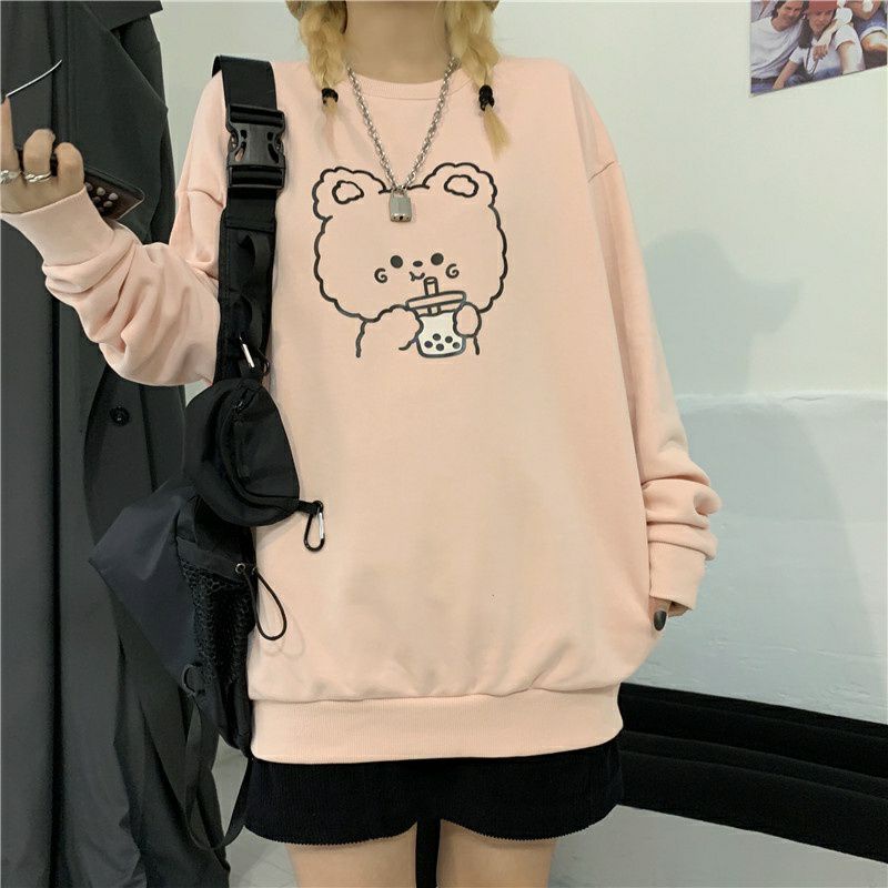 S - XXXXXL(6XL) Sweater Crewneck RABBIT &amp; BEAR (Harga 1 Sweater) Ice Boba Boneka Korean Style Loose Long Sleeve Unisex BIGSIZE OVERSIZE Sweatshirt COUPLE JUMBO Crewneck Oblong Fleece M L XL 2XL 3XL 4XL 5XL