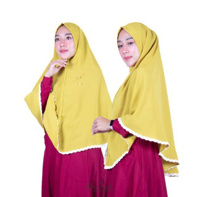 Alantasik - jilbab wolfis non pet lace khimar syari wollpeach L R.18