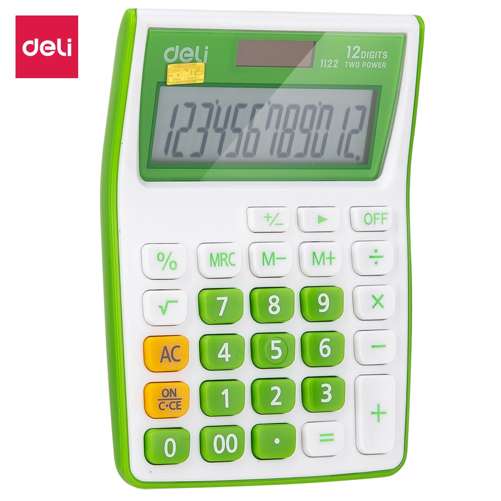 HAPPY TIME DELI KALKULATOR PORTABLE 12 DIGIT LAYAR LCD BESAR WARNA WARNI PORTABLE CALCULATOR PERLENGKAPAN SEKOLAH KANTOR KULIAH E1122