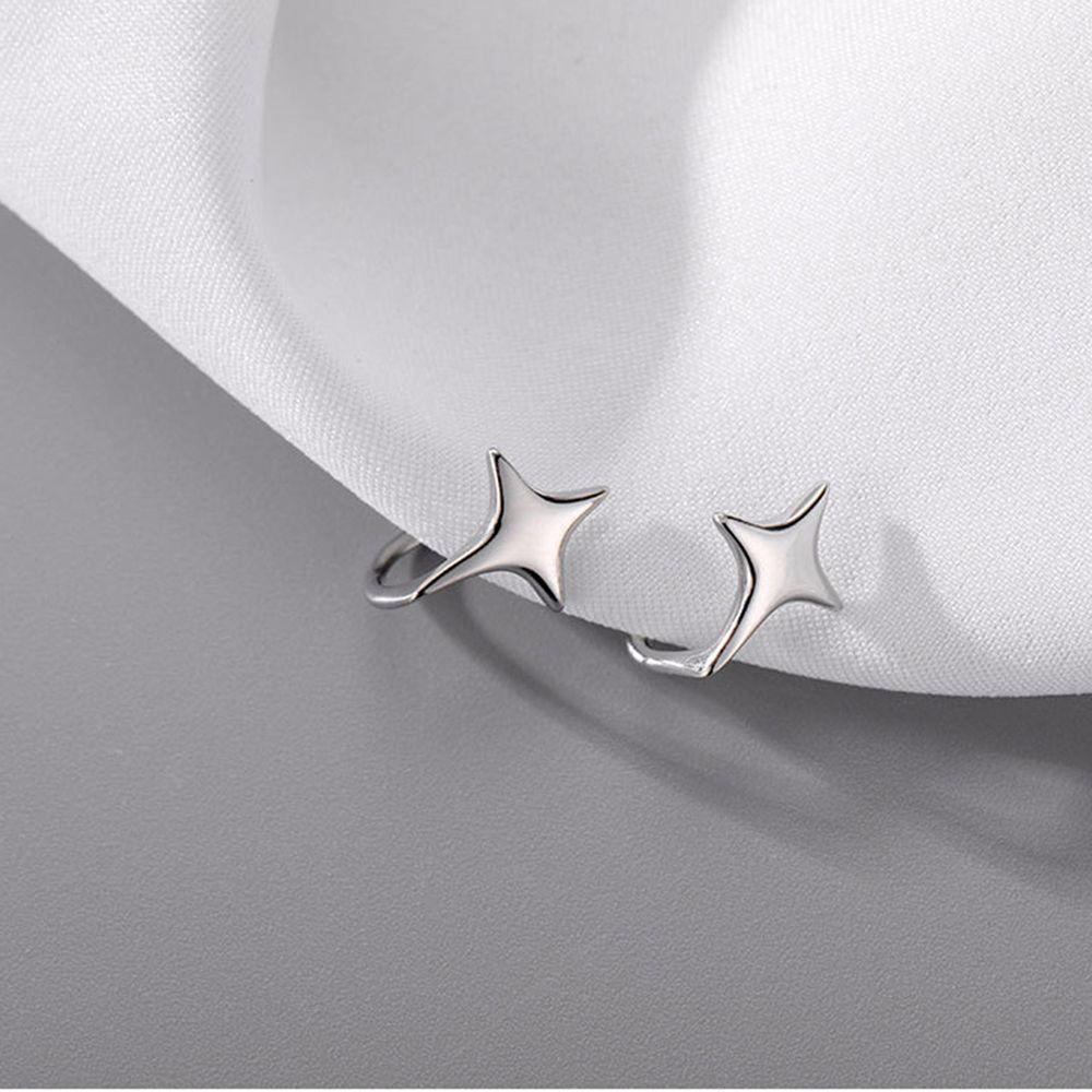Rebuy Women Earrings Ladies Girls 2 Pcs Bintang Berbentuk Telinga Manset Klip Anting-Anting C Kecil Kubik Bintang Telinga Klip