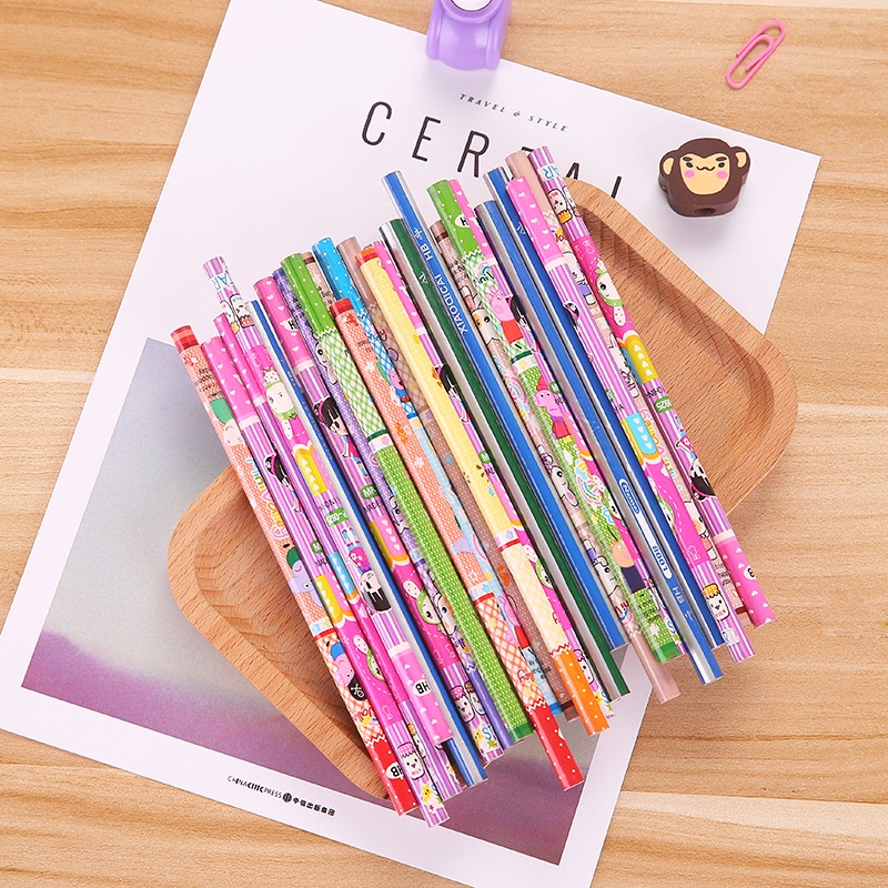 1 LUSIN 12 PCS / PENSIL FANCY 2B + PENGHAPUS MOTIF KARTUN TERMURAH / PENCIL ALAT TULIS / ALAT TULIS PENSIL / PENSIL KAYU 2B