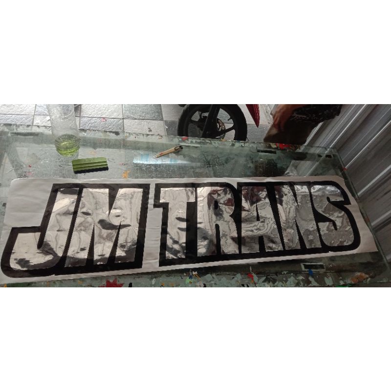 

Custom cutting Stiker Nama Travel Trans Jm Bus Pariwisata Chrome