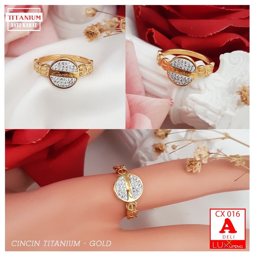 CX 016 Cincin Titanium Mewah Perhiasan Wanita Dewasa Anti Karat Selamanya Luxx Xuping