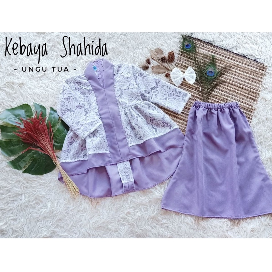 Kebaya Shahida/Setelan Kebaya Model Terbaru/Kebaya Modern Wanita/Kebaya Cantik Kekinian  Warna Ungu 