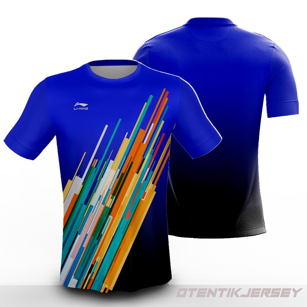 Kaos Baju Jersey Badminton Lining Olahrag Sport Blue Biru OTONT