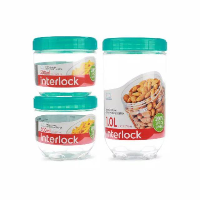 Lock n Lock Interlock Set 3pcs / Gift set LocknLock Interlock 3P hijau hampers