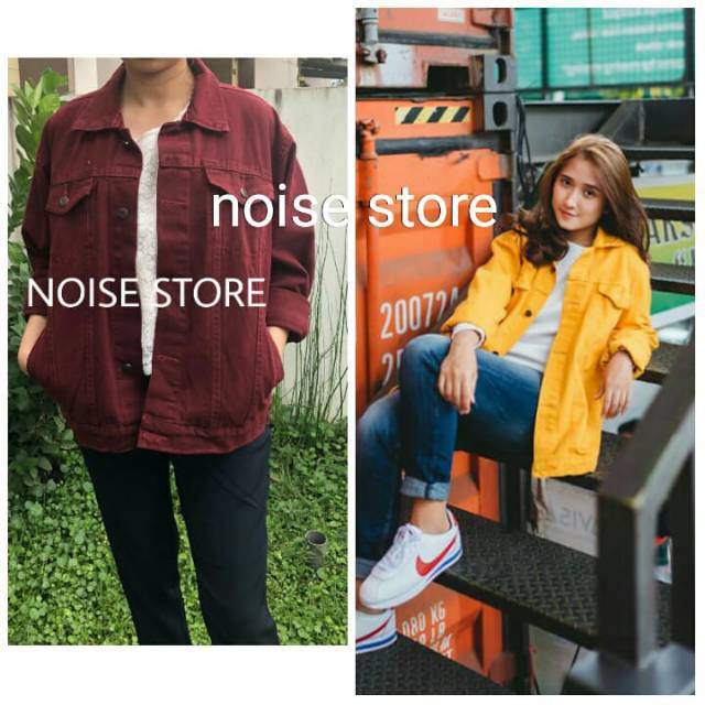 Jaket Jeans Maroon &amp; Lemon Oversize Premium Quality