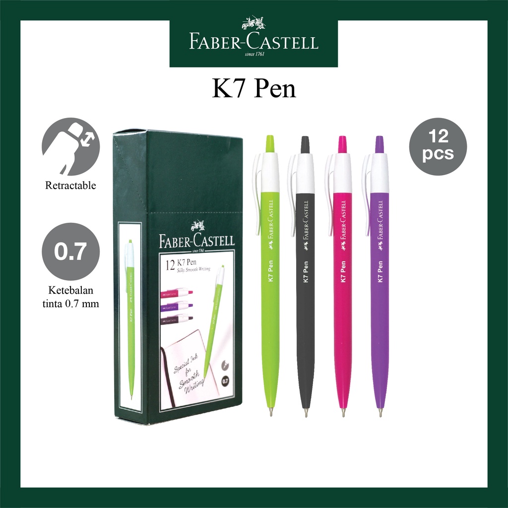 

Pulpen Faber Castell K7 / Model Cetrak Cetrek 4 Warna / Retractable