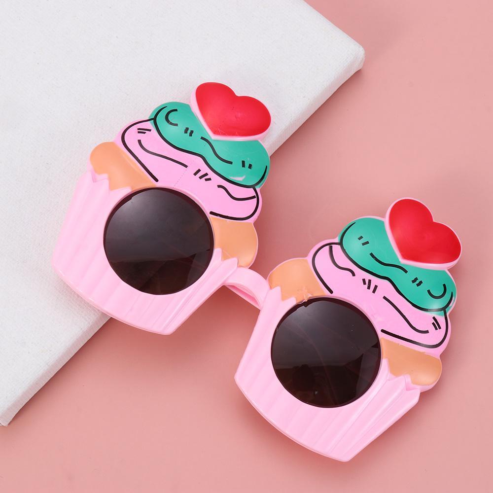 Solighter Kacamata Hitam Ice Cream Cake Hias Properti Selfie Lucu
