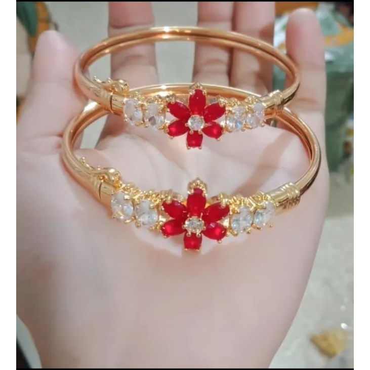 Gelang bangle bunga matahari pertama merah elegan