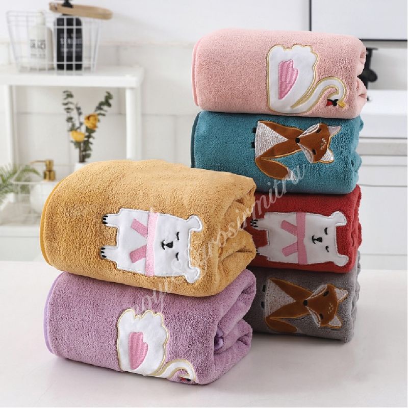 Handuk Bayi Mandi Microfiber Handuk Mandi Anak Handuk Mandi Dewasa Motif Fox Lembut Berdaya Serap Tinggi Dewasa Unisex Handuk couple Murah 50x100 60x120 70x140cm