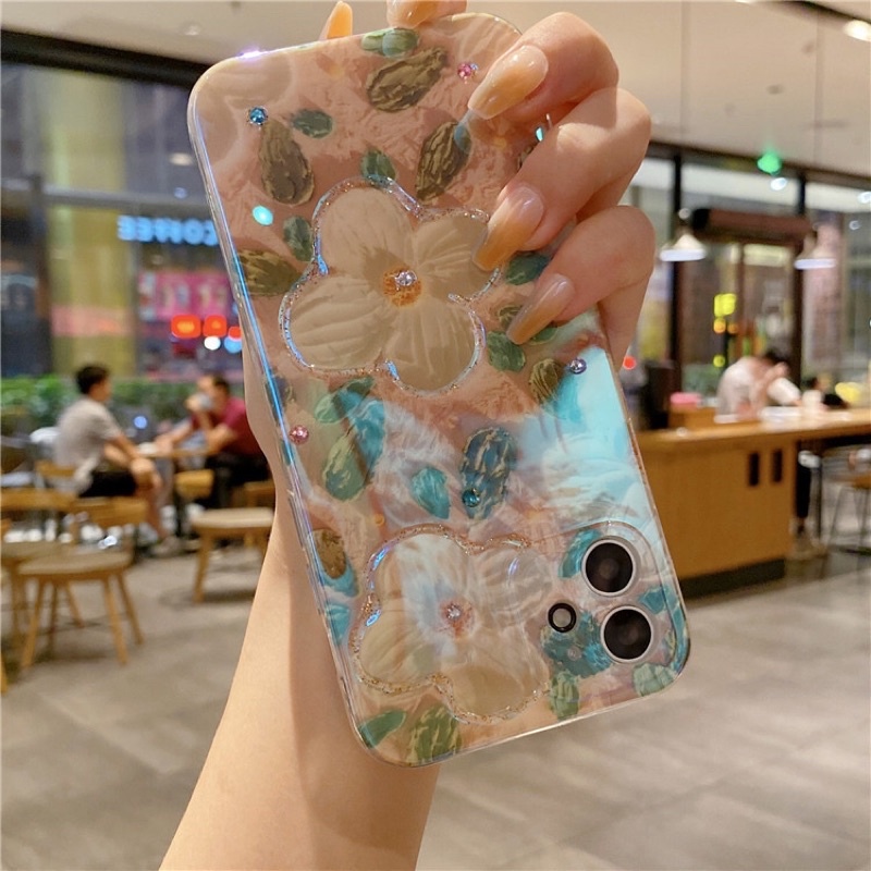 Peach Color Flower Softcase iphone 7/8+ XS XS Max XR 11 Pro Max 12 Pro Max 13 Pro Max