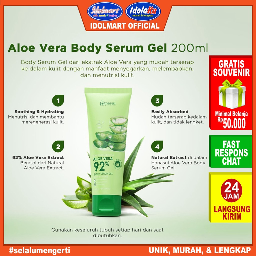 IDOLAKU Hanasui Body Serum Gel Aloe Vera