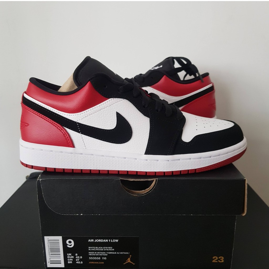 jordan 1 low black toe size 9