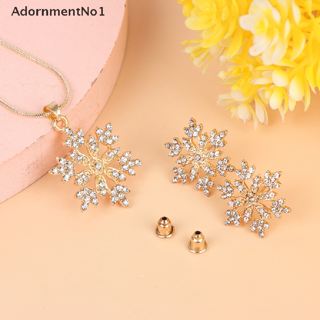 (AdornmentNo1) 3pcs / Set Kalung + Anting Tusuk Gantung Desain Snowflake Untuk Hadiah Valentine