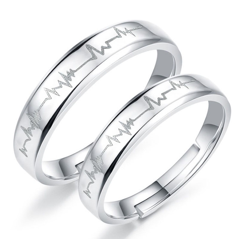 925 Silver Cincin Pasangan Berlian Mode Wanita Perhiasan Cincin Couple Rings-Won