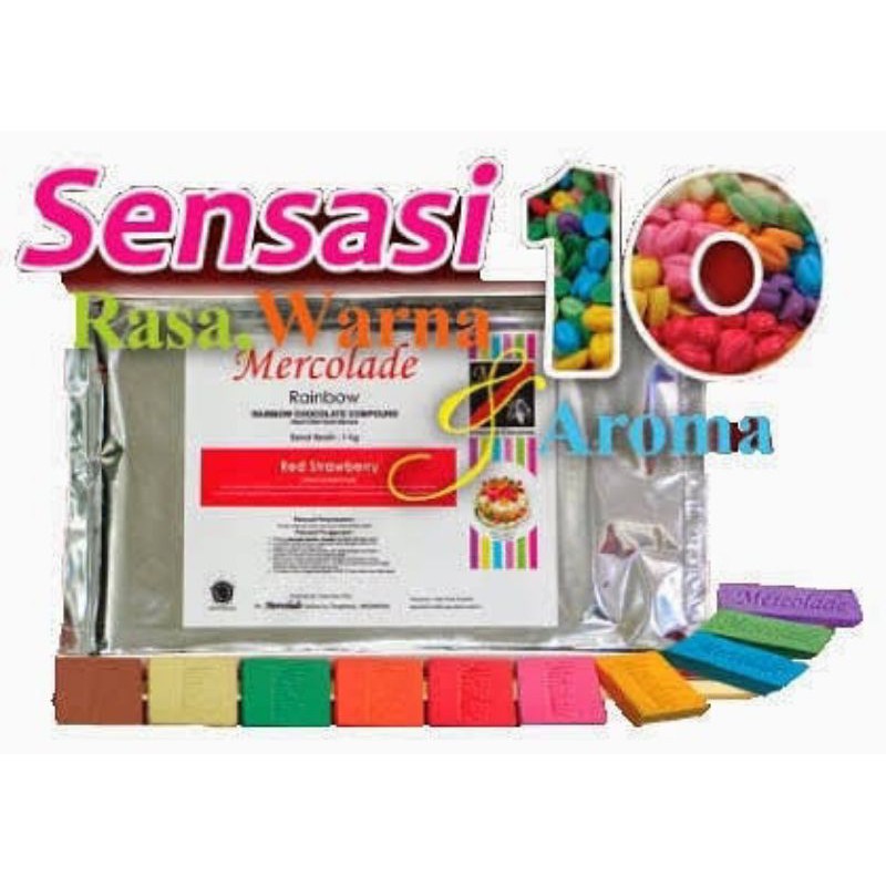 

Coklat batang warna warni mercolade repack250gr