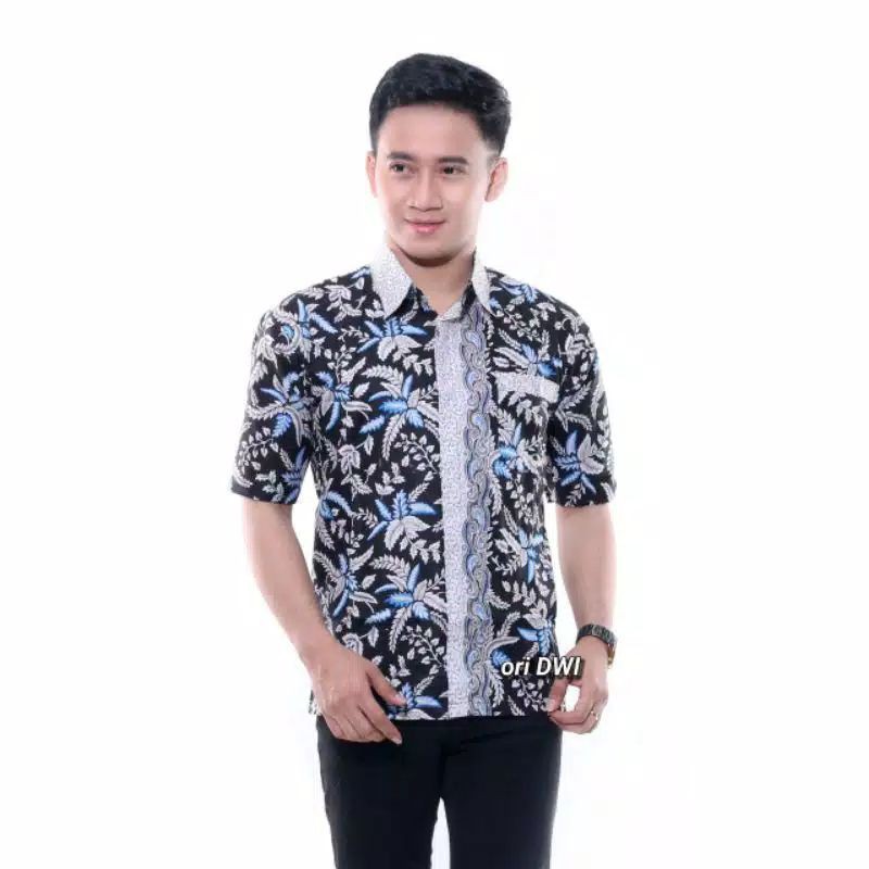 BSWART Batik HRB026 Kenongo Hem Pendek Padi Pekalongan M L XL Batik Pria MURAH Modern Grosir batik pitto