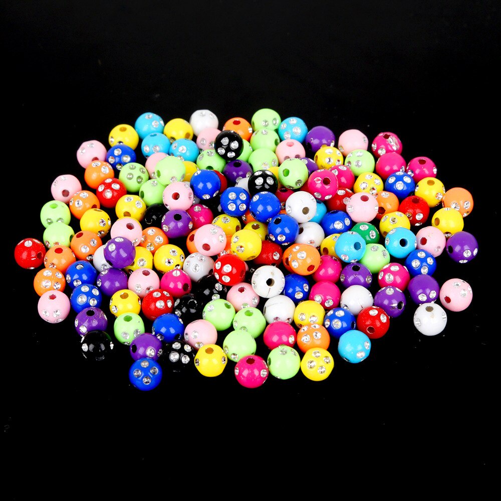 Hot Jual 100 piece/lot 8mm Multi Warna Shiny Akrilik Putaran Beads Untuk DIY Gelang &amp; Kalung Perhiasan Bakat