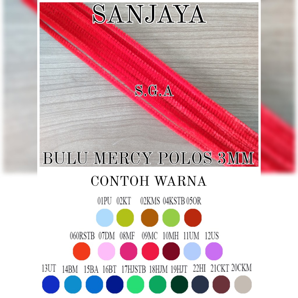 KAWAT BULU / KAWAT BULU MERCY POLOS / PIPE CLEANER / KAWAT KERAJINAN TANGAN WARNA WARNI / MISC BULU MERCY POLOS 3MM