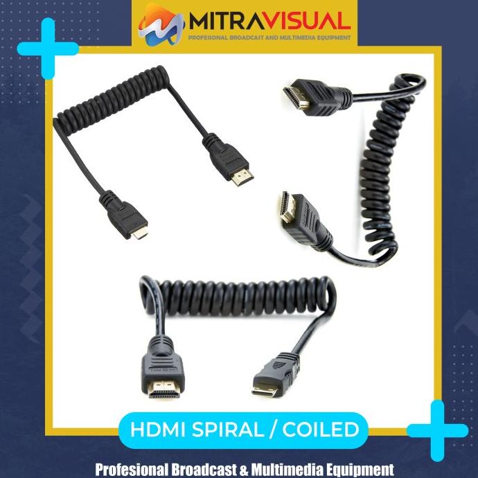 TERMURAH Full HDMI , Mini HDMI , Micro HDMI to Full HDMI Coiled Spiral 30-80cm