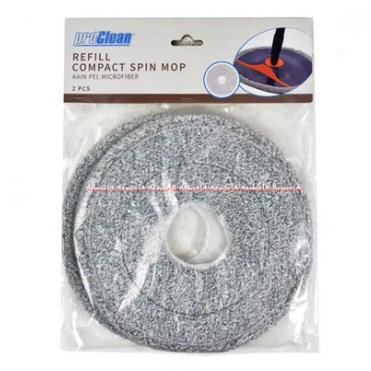Proclean Refill Compact Spin Mop 2pcs Circle Grey Kain Pel 23.5cm Pro Clean Clin Procelan Kain Pengganti Pel Proklin Kain Refill Warna Abu Abu