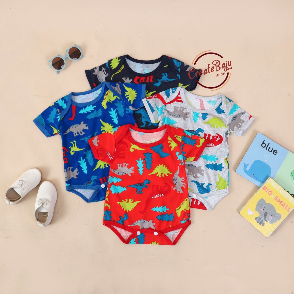 BAJU BAYI JUMPER BAYI 3-12 BULAN JUMPSUIT BAYI MOTIF PRINTING DINO CEMARA FASHION TERMURAH