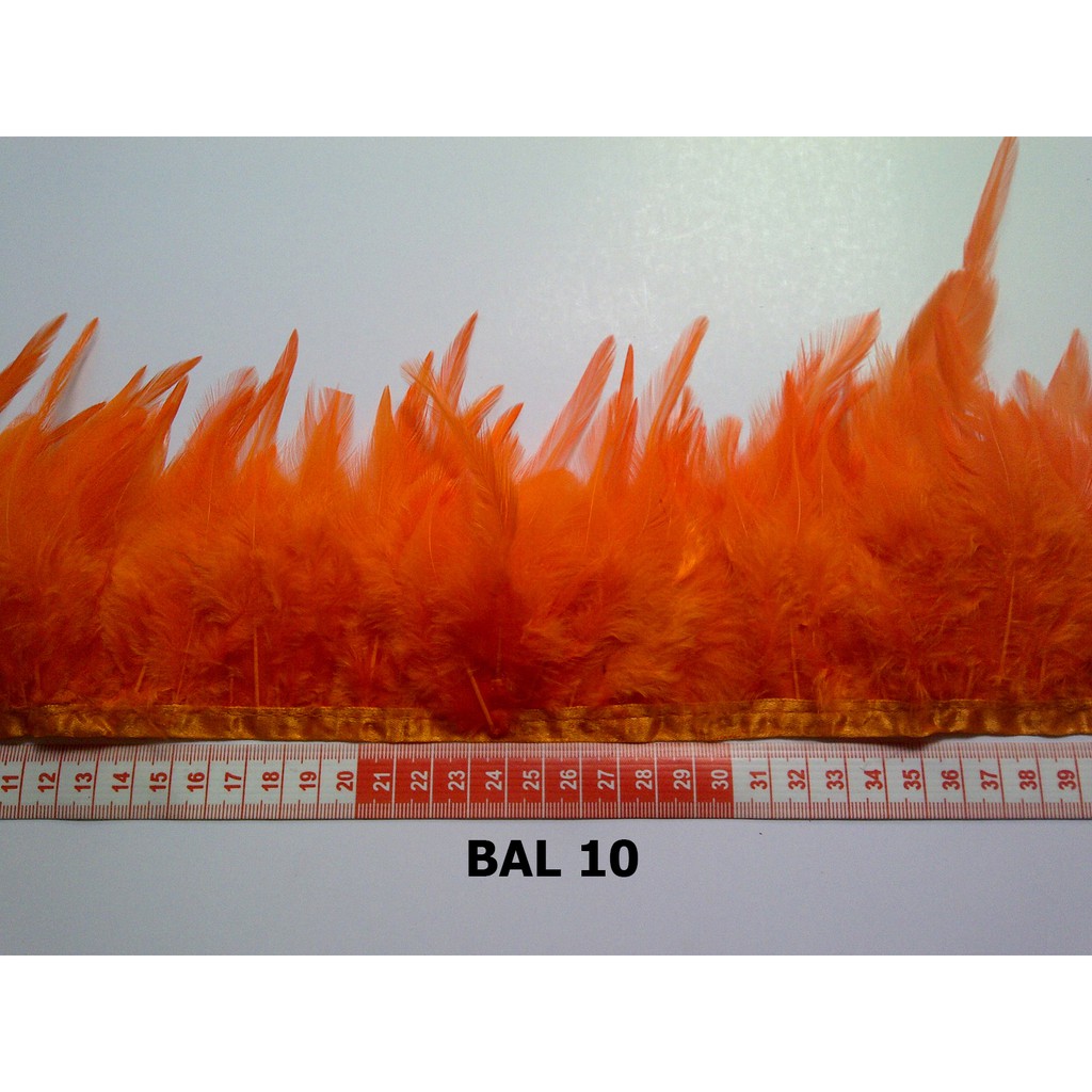 (1 yard) Bulu Ayam Lancip Orange BAL 10 | Toko Bahan Craft | Ikeya Pusat Pita