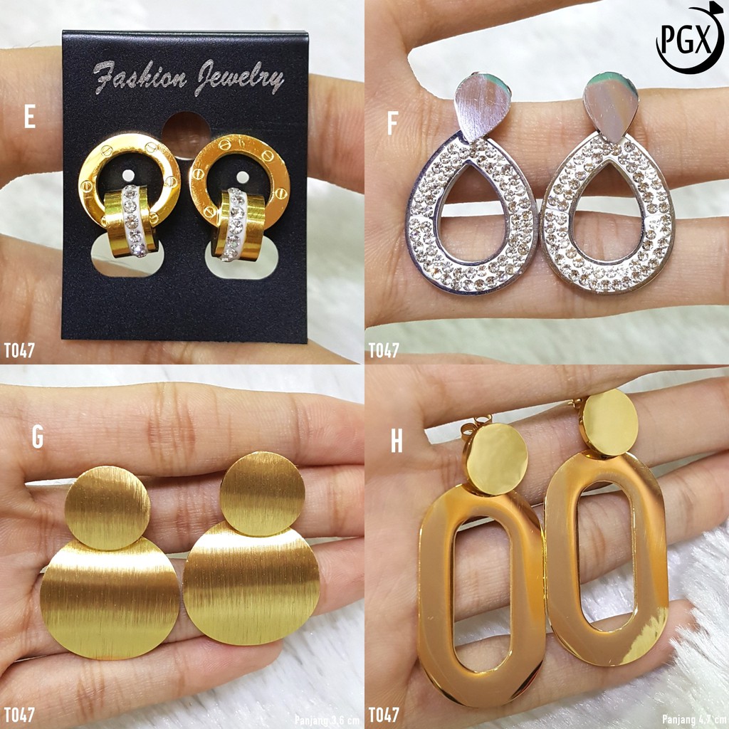 PGX Anting Titanium Wanita Anti Karat Aksesoris Fashion Perhiasan Premium - T047