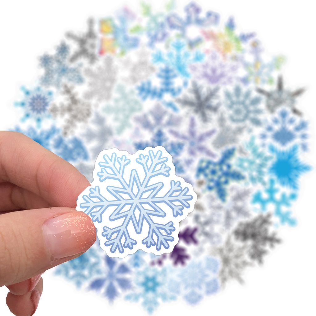 50pcs Stiker Desain Snowflake Untuk Dekorasi Natal