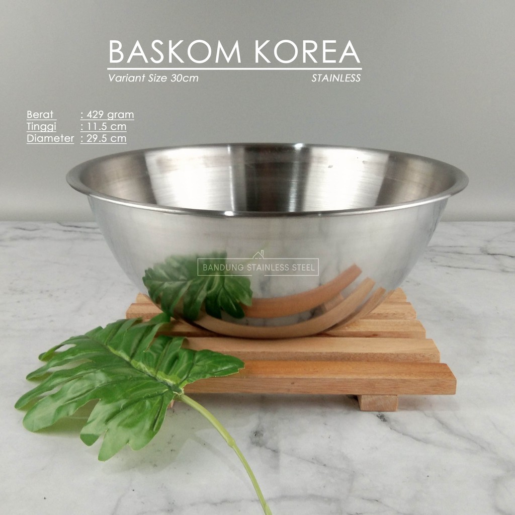 Baskom Korea stainless steel 30cm elegan tebal dov mixing bowl